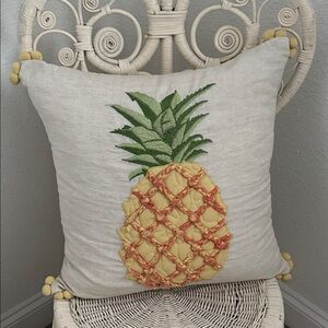 Pineapple Embroidered Throw Pillow